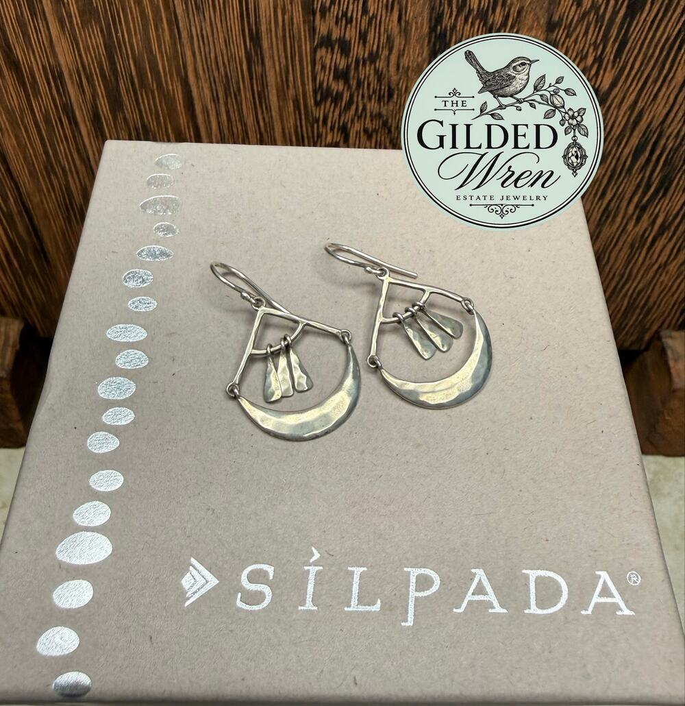 Silpada Swing By W3500 Sterling Silver Hammered Dangle Earrings 925